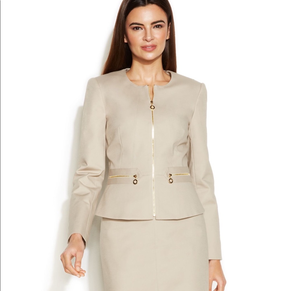 Calvin Klein ⋆ Grey/Cream Peplum Jacket ⋆ 10